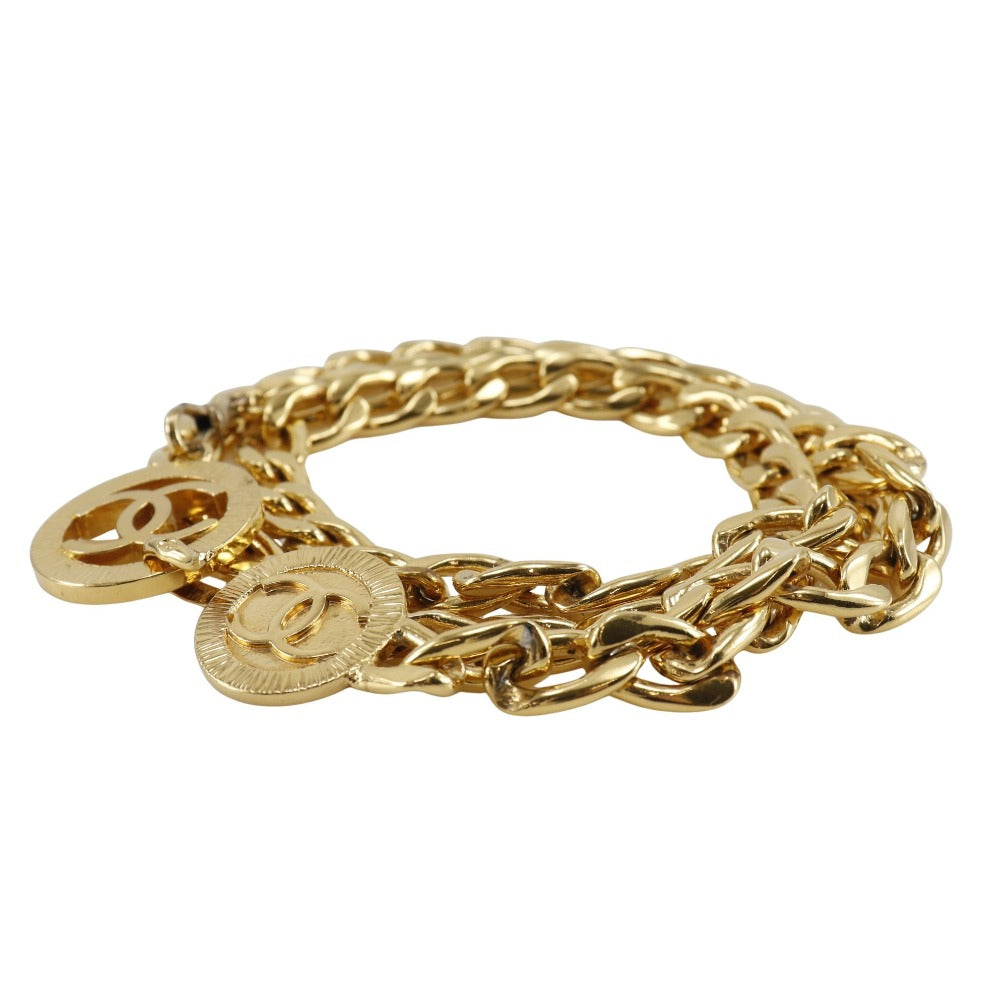 CHANEL belt Plated Gold gold vintage COCO Mark Chain belt Women Used Authentic