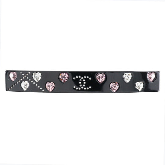 CHANEL Valletta Plastic, Rhinestone black heart COCO Mark Women Used Authentic