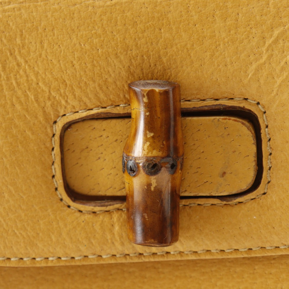 GUCCI Backpack 003.2058.0016 Calfskin yellow Bamboo Backpack Women Used Authentic