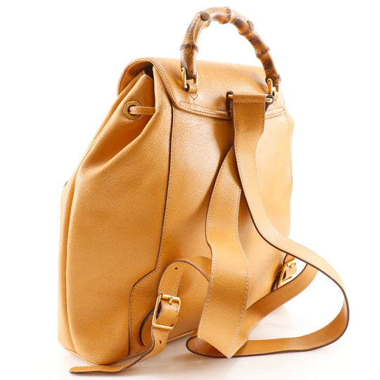 GUCCI Backpack 003.2058.0016 Calfskin yellow Bamboo Backpack Women Used Authentic