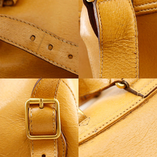 GUCCI Backpack 003.2058.0016 Calfskin yellow Bamboo Backpack Women Used Authentic
