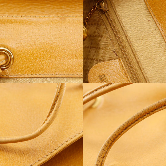 GUCCI Backpack 003.2058.0016 Calfskin yellow Bamboo Backpack Women Used Authentic
