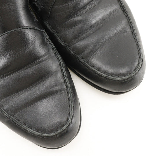 HERMES loafers Calfskin black 37 1/2 Hstitch Women 37 1/2 Used Authentic