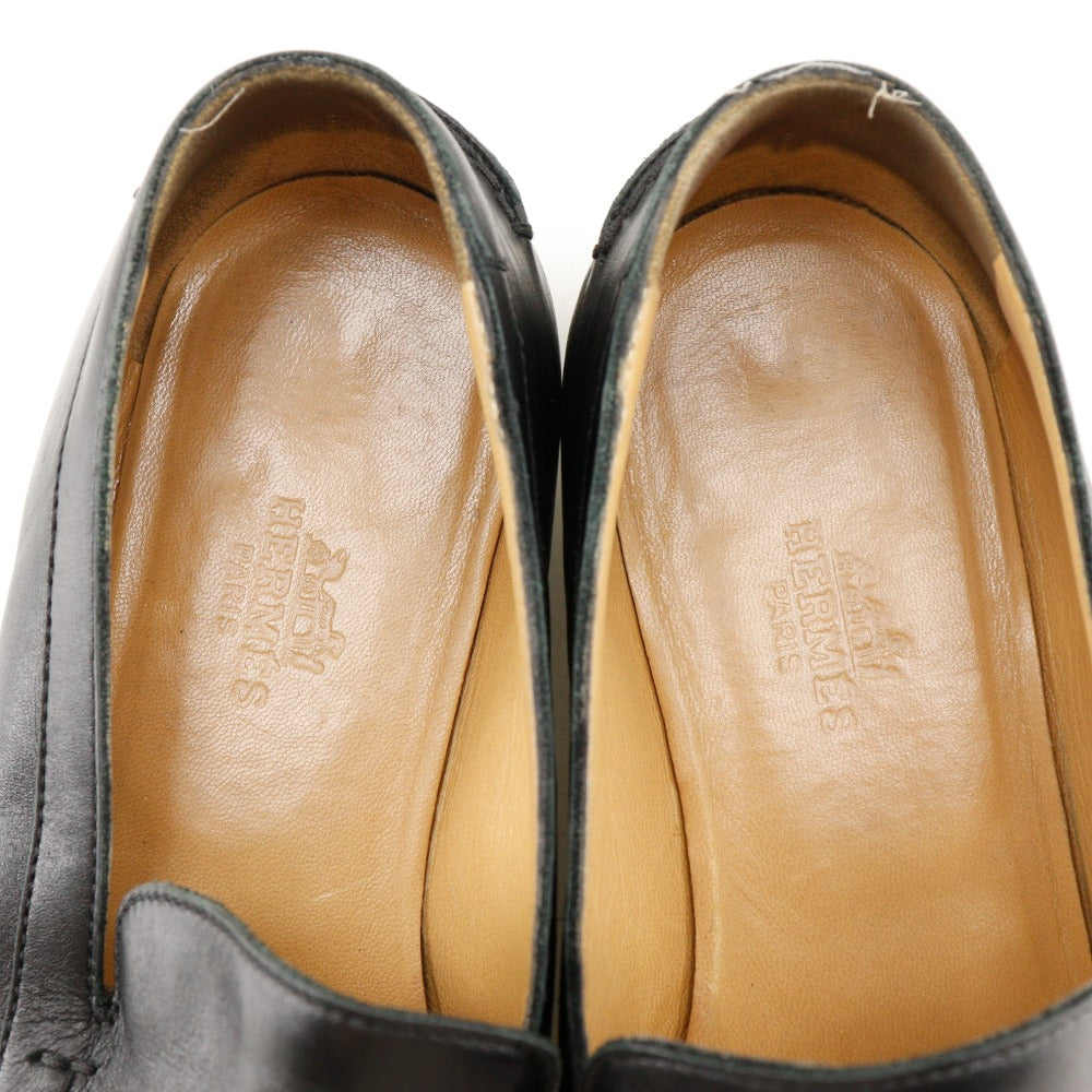 HERMES loafers Calfskin black 37 1/2 Hstitch Women 37 1/2 Used Authentic