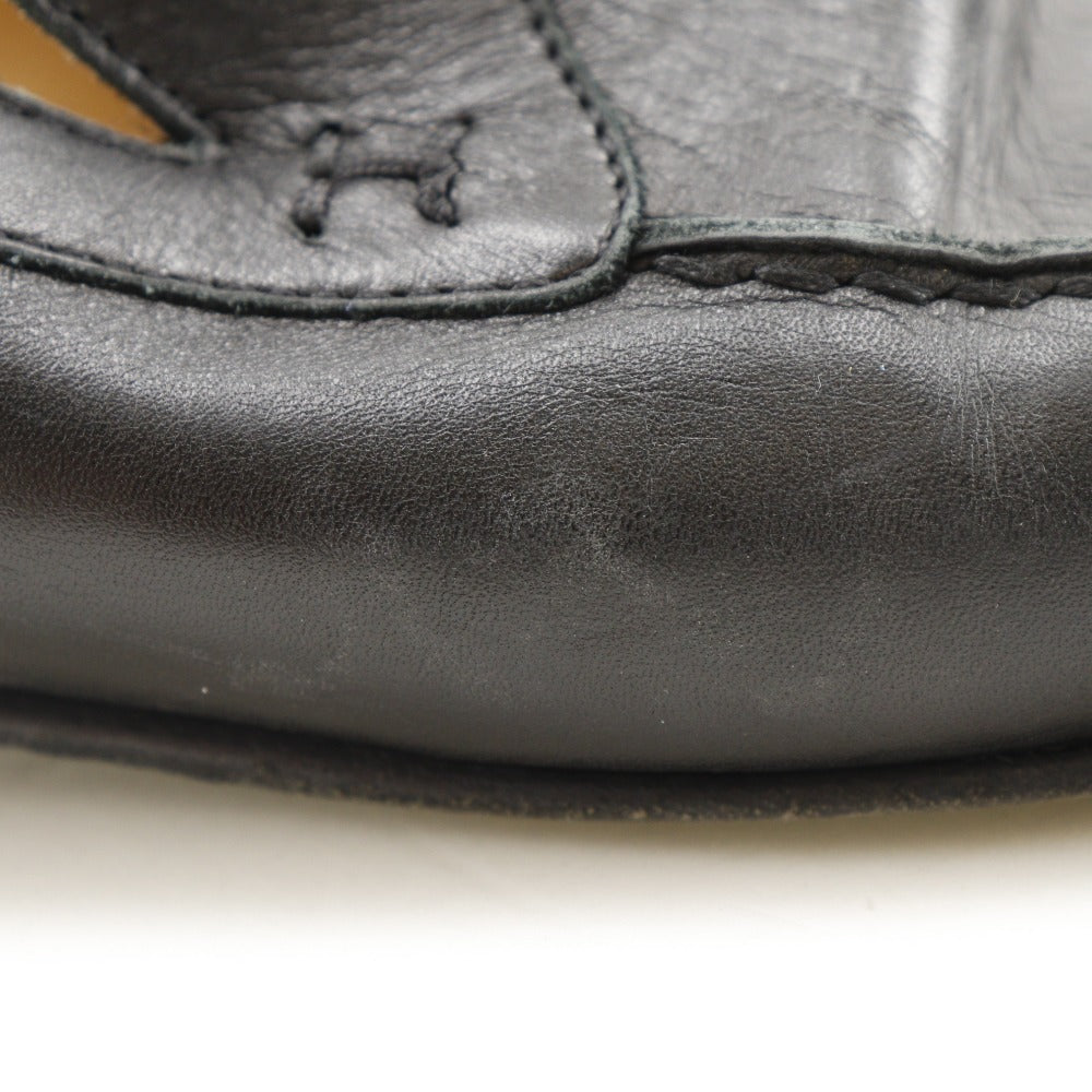HERMES loafers Calfskin black 37 1/2 Hstitch Women 37 1/2 Used Authentic