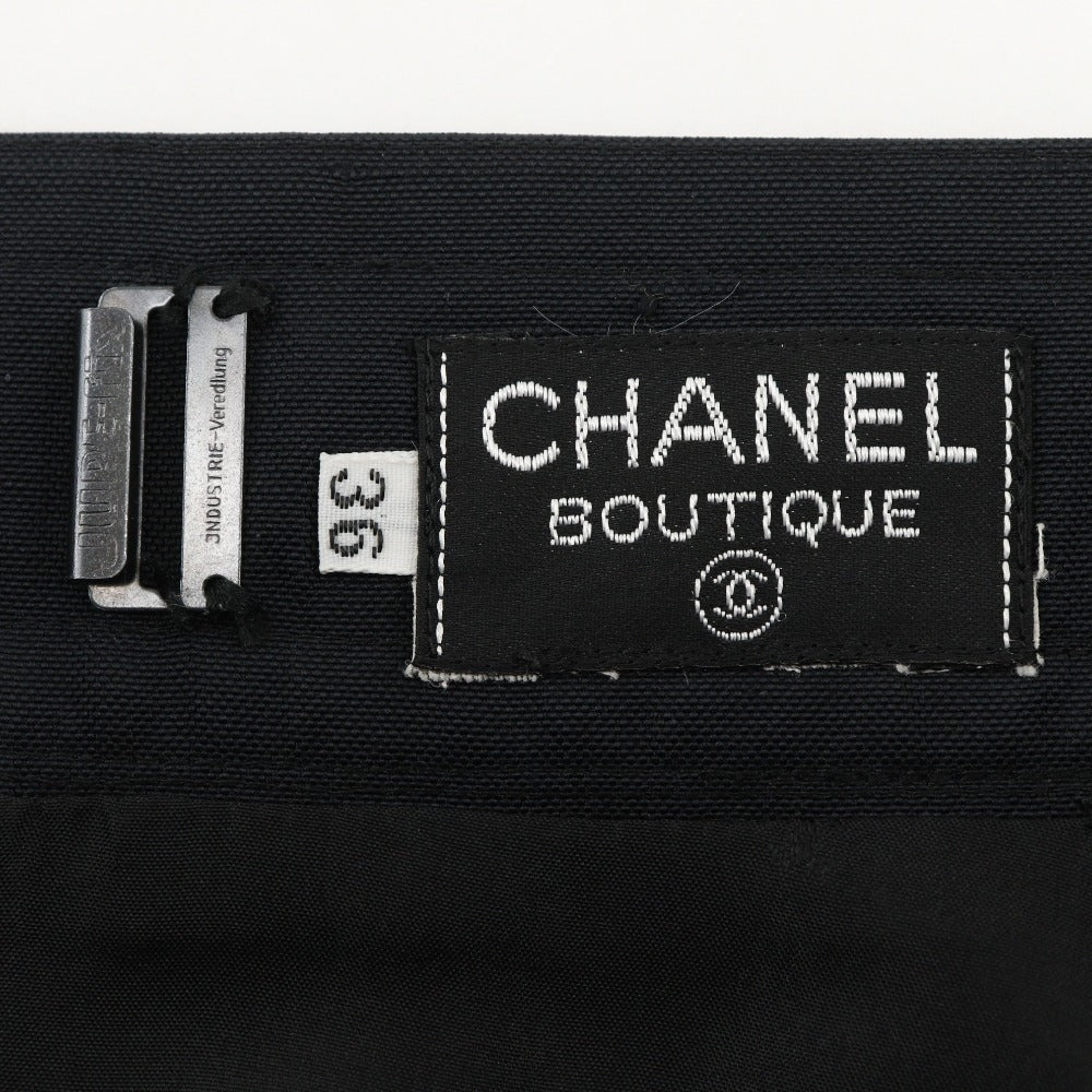 CHANEL skirt cotton black Women 36 Used Authentic
