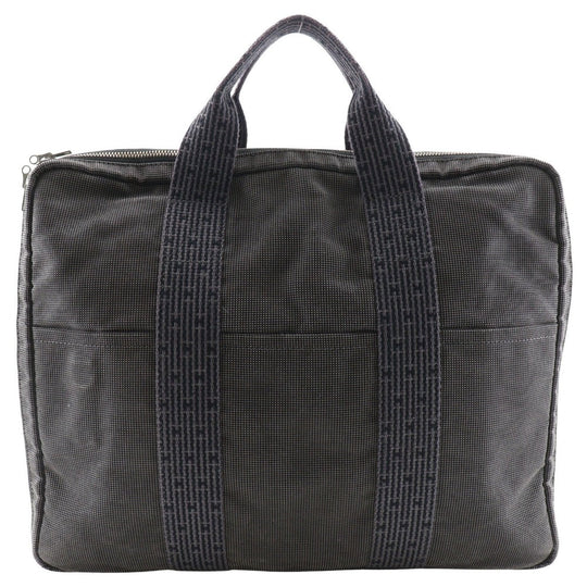 HERMES Business bag Nylon canvas gray Document bag Her Line unisex(Unisex) Used Authentic