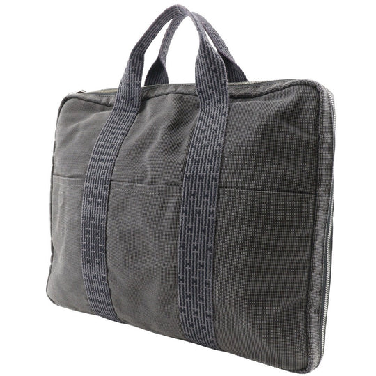HERMES Business bag Nylon canvas gray Document bag Her Line unisex(Unisex) Used Authentic