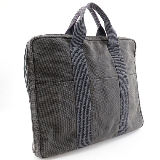 HERMES Business bag Nylon canvas gray Document bag Her Line unisex(Unisex) Used Authentic