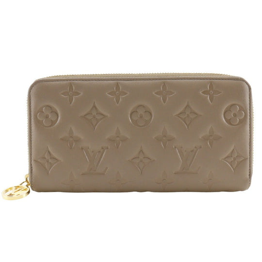 LOUIS VUITTON Long Wallet Purse M81511 lambskin Gurege Monogram Coussin Zippy wallet Women Used Authentic