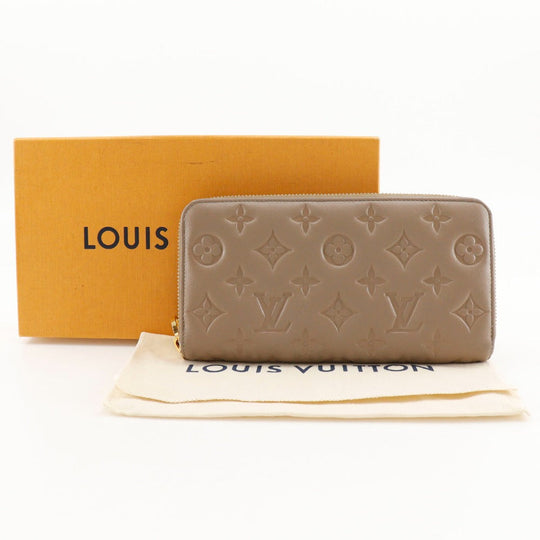 LOUIS VUITTON Long Wallet Purse M81511 lambskin Gurege Monogram Coussin Zippy wallet Women Used Authentic