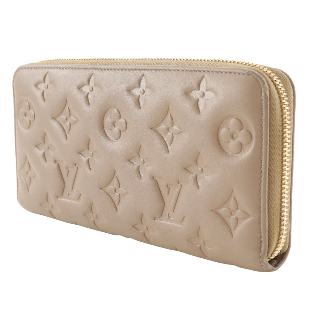 LOUIS VUITTON Long Wallet Purse M81511 lambskin Gurege Monogram Coussin Zippy wallet Women Used Authentic