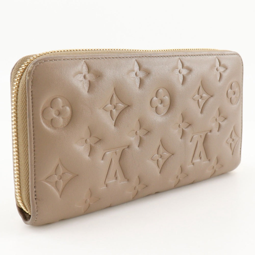 LOUIS VUITTON Long Wallet Purse M81511 lambskin Gurege Monogram Coussin Zippy wallet Women Used Authentic