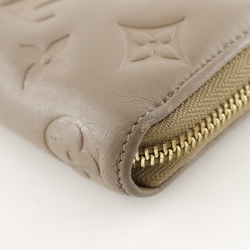 LOUIS VUITTON Long Wallet Purse M81511 lambskin Gurege Monogram Coussin Zippy wallet Women Used Authentic