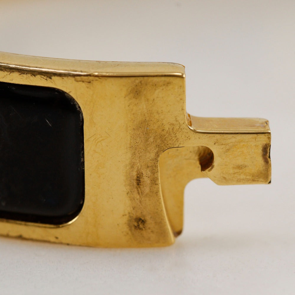 HERMES Bangle Plated Gold black Click H Women Used Authentic
