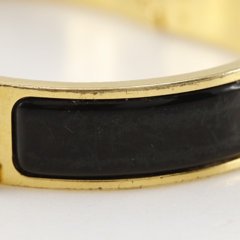 HERMES Bangle Plated Gold black Click H Women Used Authentic