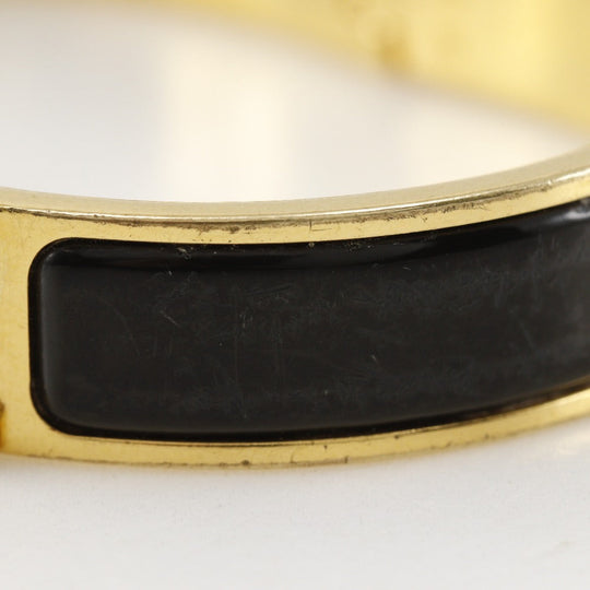 HERMES Bangle Plated Gold black Click H Women Used Authentic