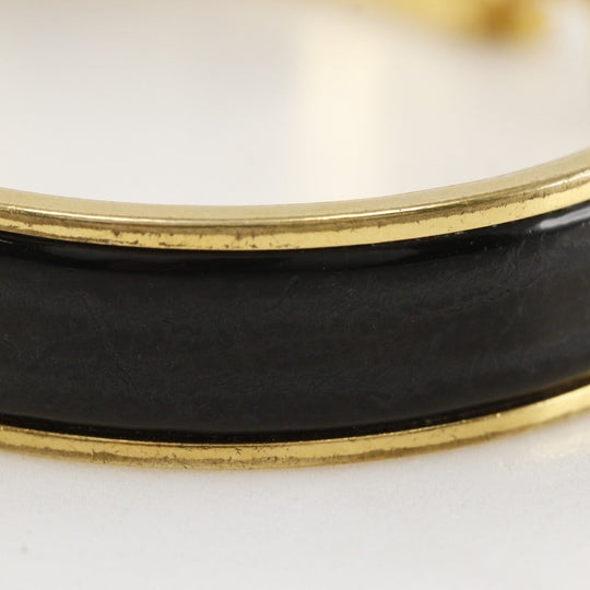 HERMES Bangle Plated Gold black Click H Women Used Authentic