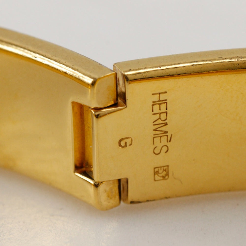 HERMES Bangle Plated Gold black Click H Women Used Authentic