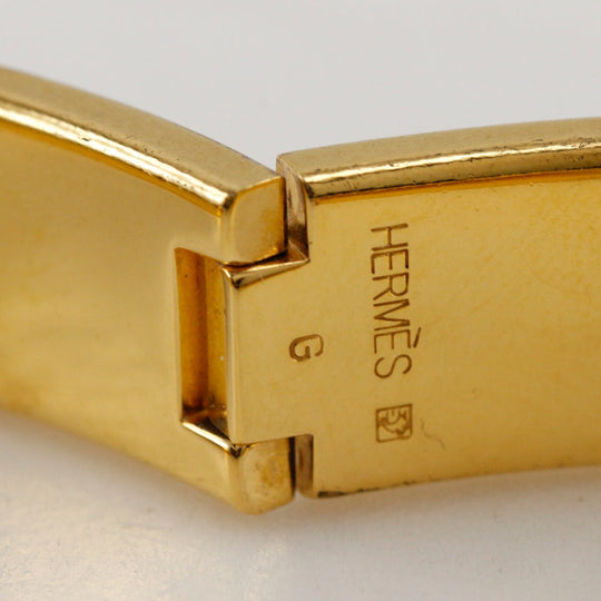 HERMES Bangle Plated Gold black Click H Women Used Authentic