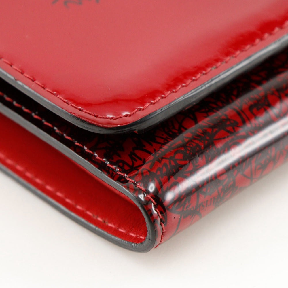 Christian Louboutin Tri-fold wallet enamel Red Enamel Red logo Women Used Authentic