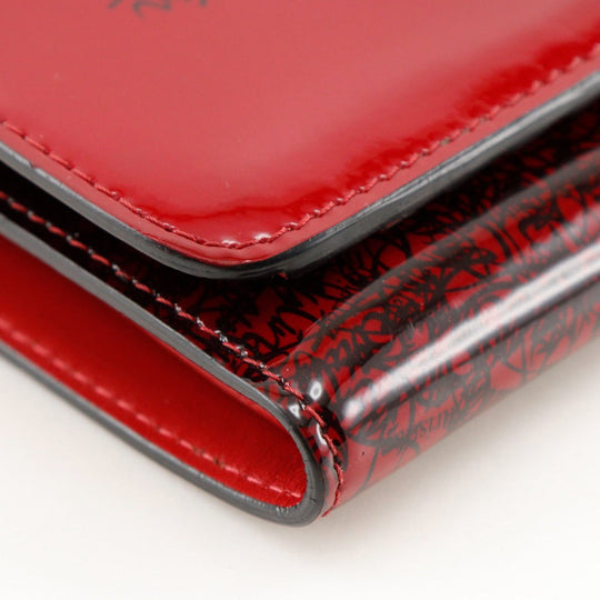 Christian Louboutin Tri-fold wallet enamel Red Enamel Red logo Women Used Authentic