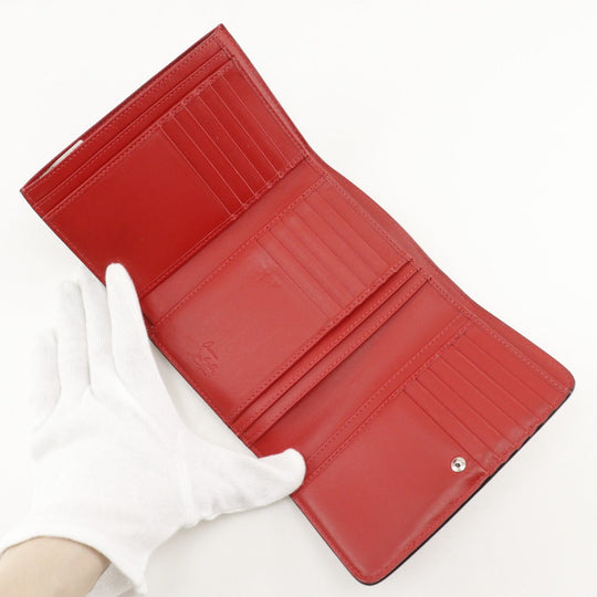 Christian Louboutin Tri-fold wallet enamel Red Enamel Red logo Women Used Authentic