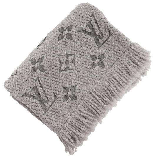 LOUIS VUITTON Scarf M74742 wool gray Esharp Logomania Women Used Authentic