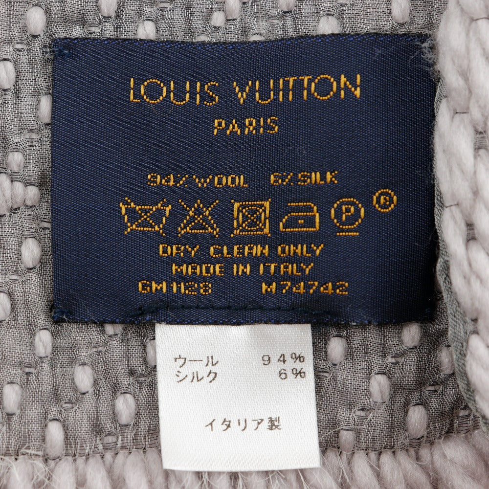 LOUIS VUITTON Scarf M74742 wool gray Esharp Logomania Women Used Authentic