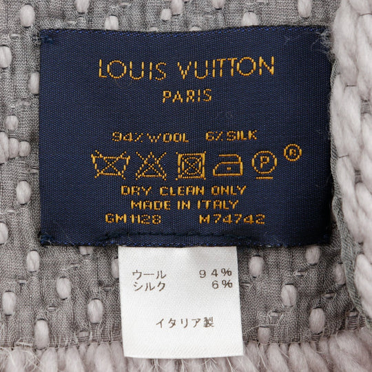 LOUIS VUITTON Scarf M74742 wool gray Esharp Logomania Women Used Authentic