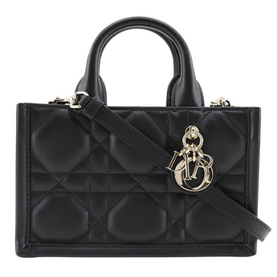 Dior Handbag Calfskin black 2WAYShoulder macro cannage Book tote mini Women Used Authentic