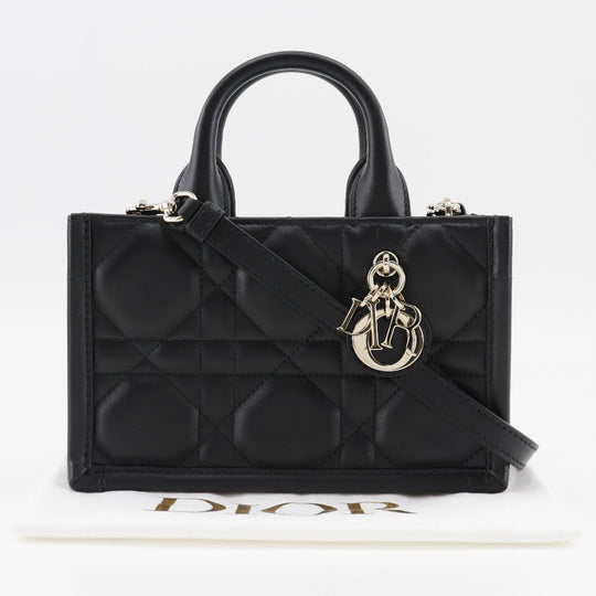 Dior Handbag Calfskin black 2WAYShoulder macro cannage Book tote mini Women Used Authentic