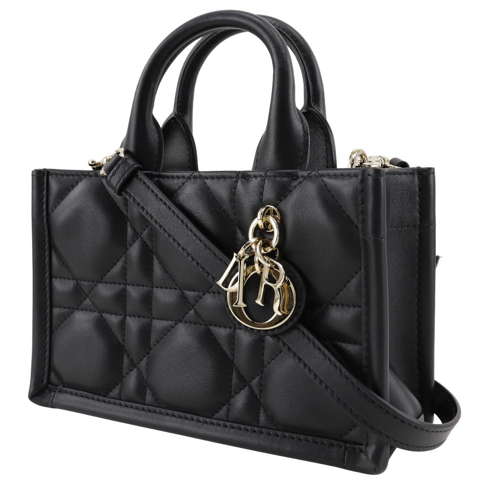 Dior Handbag Calfskin black 2WAYShoulder macro cannage Book tote mini Women Used Authentic