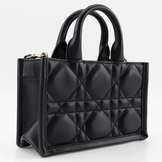 Dior Handbag Calfskin black 2WAYShoulder macro cannage Book tote mini Women Used Authentic