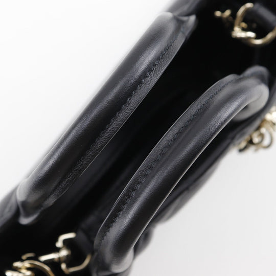 Dior Handbag Calfskin black 2WAYShoulder macro cannage Book tote mini Women Used Authentic