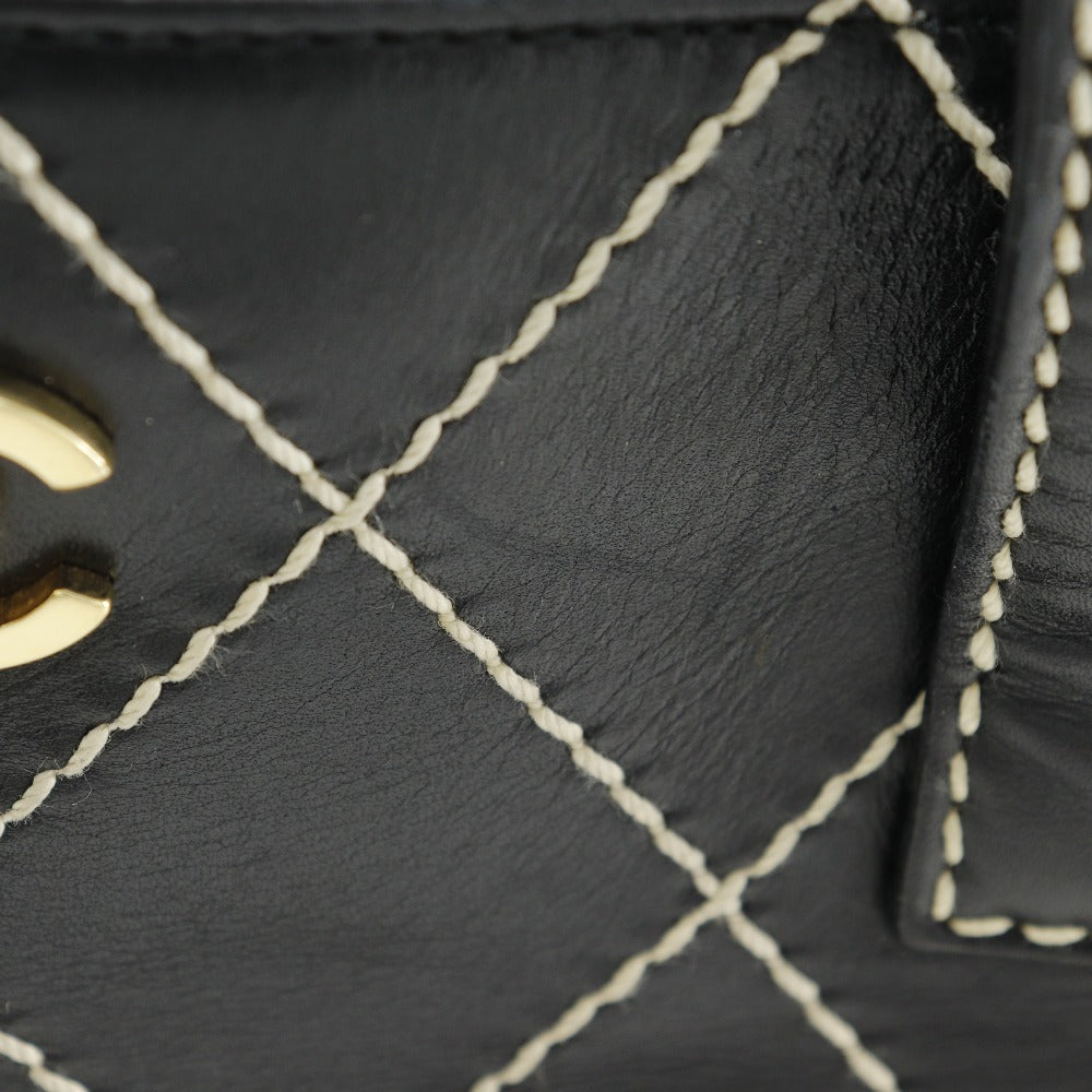 CHANEL Handbag A18126 Calfskin black Wild Stitch Tote Women Used Authentic