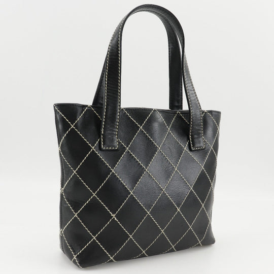 CHANEL Handbag A18126 Calfskin black Wild Stitch Tote Women Used Authentic