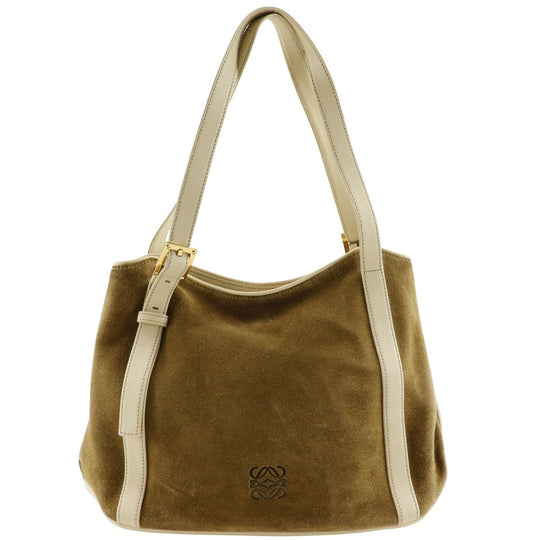 LOEWE Shoulder Bag Suede Brown anagram Women Used Authentic