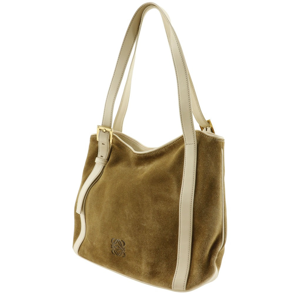 LOEWE Shoulder Bag Suede Brown anagram Women Used Authentic