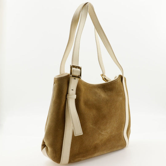 LOEWE Shoulder Bag Suede Brown anagram Women Used Authentic