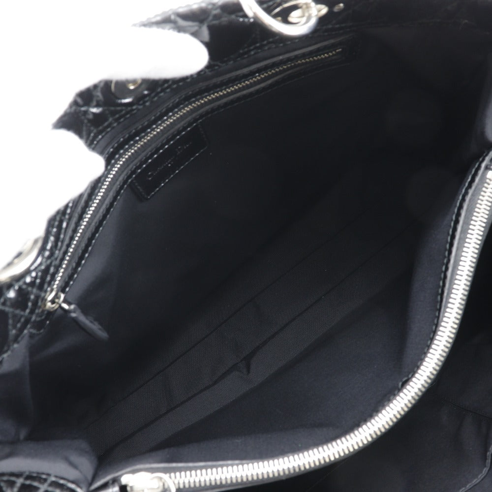 Dior Shoulder Bag enamel black Canage Chain tote Lady Dior Women Used Authentic