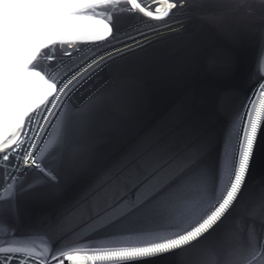 Dior Shoulder Bag enamel black Canage Chain tote Lady Dior Women Used Authentic