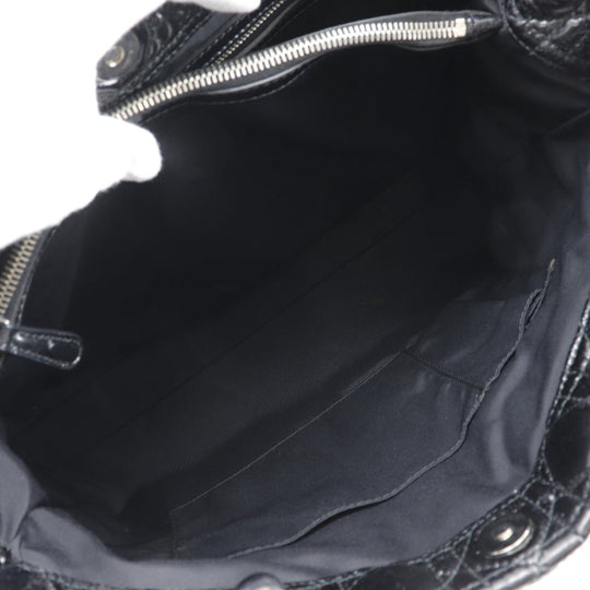 Dior Shoulder Bag enamel black Canage Chain tote Lady Dior Women Used Authentic
