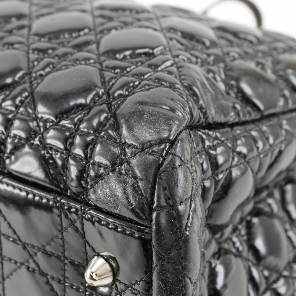 Dior Shoulder Bag enamel black Canage Chain tote Lady Dior Women Used Authentic