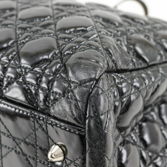 Dior Shoulder Bag enamel black Canage Chain tote Lady Dior Women Used Authentic