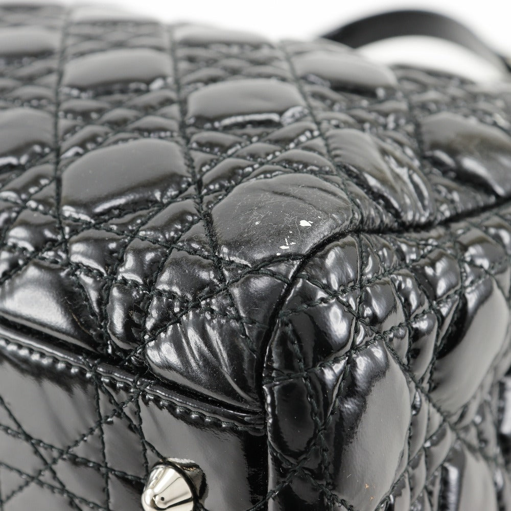 Dior Shoulder Bag enamel black Canage Chain tote Lady Dior Women Used Authentic