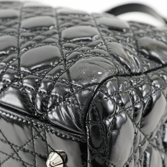 Dior Shoulder Bag enamel black Canage Chain tote Lady Dior Women Used Authentic