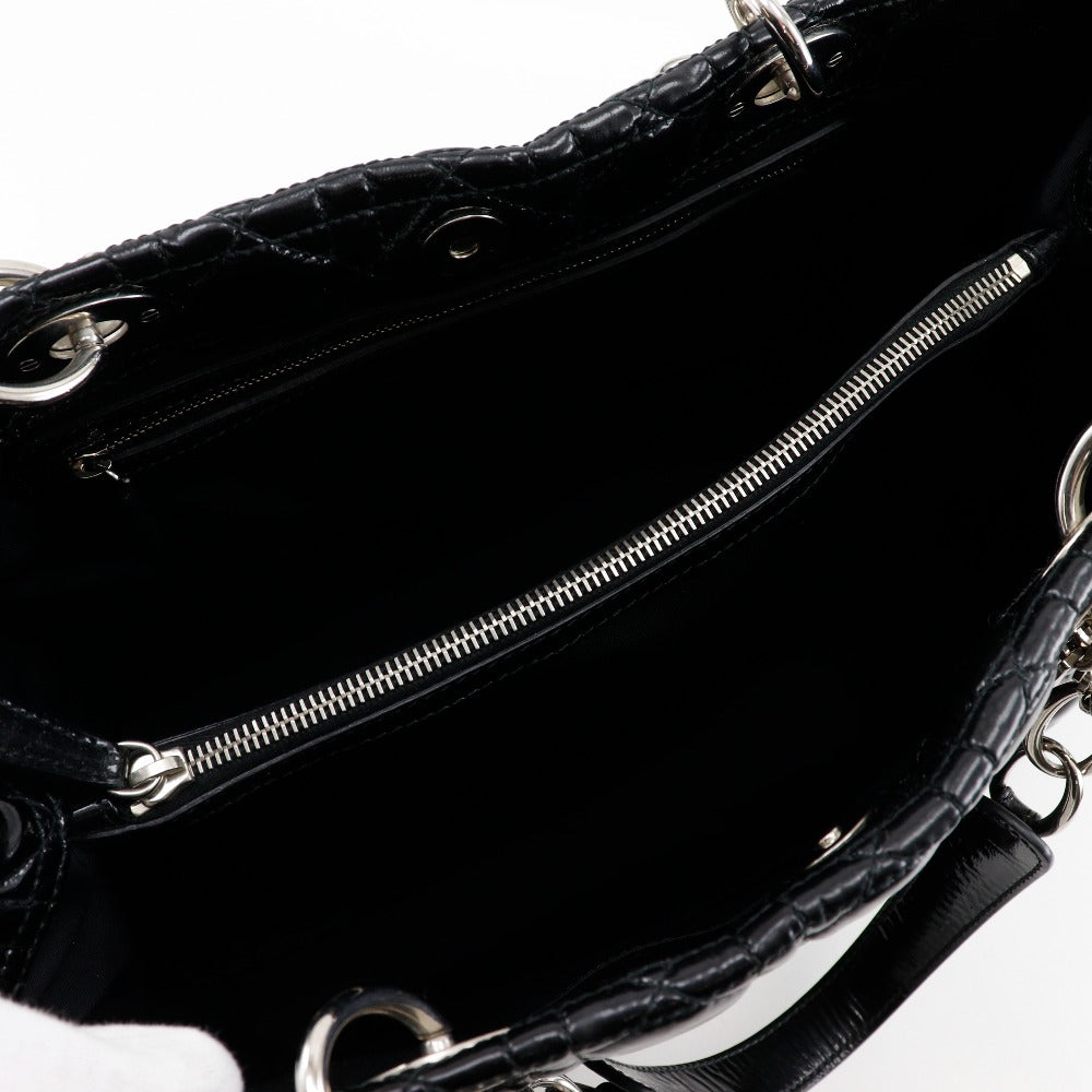 Dior Shoulder Bag enamel black Canage Chain tote Lady Dior Women Used Authentic