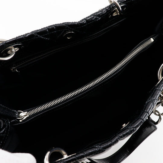Dior Shoulder Bag enamel black Canage Chain tote Lady Dior Women Used Authentic