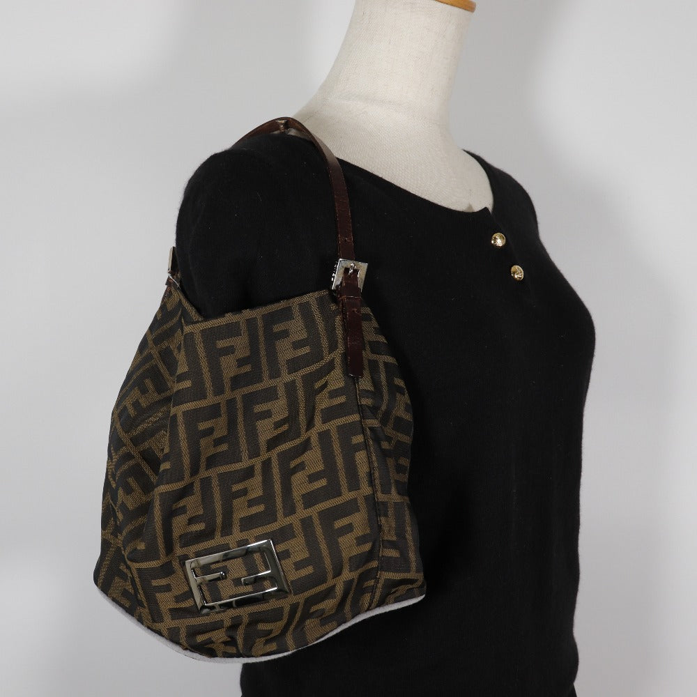FENDI Shoulder Bag Nylon canvas Brown one belt Zucca